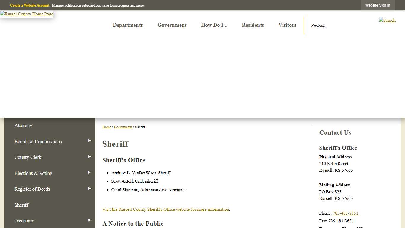 Sheriff Russell County, KS